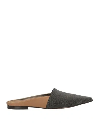 Brunello Cucinelli Woman Mules & Clogs Charcoal Size 8 Leather In Gray