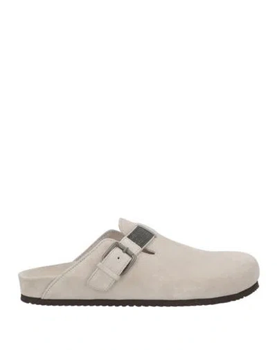 Brunello Cucinelli Woman Mules & Clogs Grey Size 7 Leather In Gray