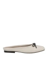 Brunello Cucinelli Woman Mules & Clogs Light Grey Size 8 Leather In Gray