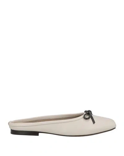 Brunello Cucinelli Woman Mules & Clogs Light Grey Size 8 Leather In Gray