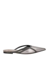 Brunello Cucinelli Woman Mules & Clogs Silver Size 9 Leather