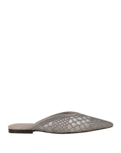 Brunello Cucinelli Woman Mules & Clogs Taupe Size 8 Polyamide In Gray