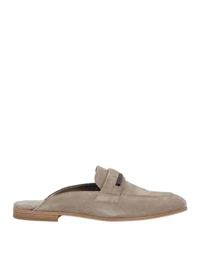 Brunello Cucinelli Woman Mules & Clogs Taupe Size 9 Leather In Grey