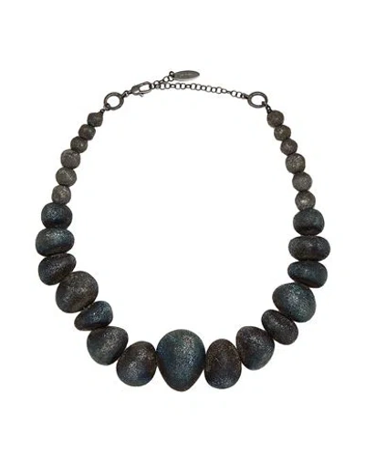 Brunello Cucinelli Woman Necklace Blue Size - Metal In Black