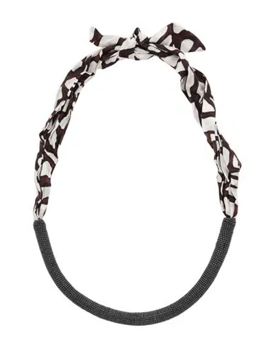 Brunello Cucinelli Woman Necklace Charcoal Size - Cotton, Silk, Bronze In Grey