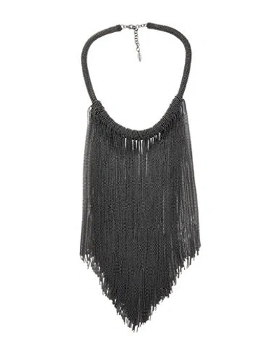 Brunello Cucinelli Woman Necklace Charcoal Size - Metal In Grey