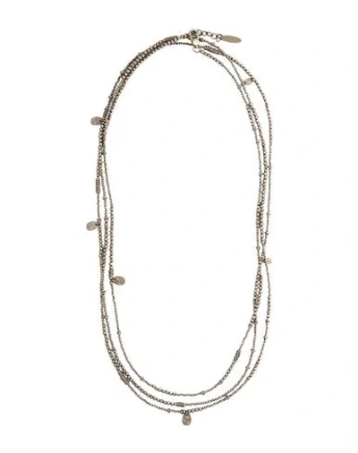 Brunello Cucinelli Woman Necklace Gunmetal Size - 925/1000 Silver In Gray
