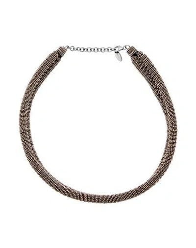Brunello Cucinelli Woman Necklace Khaki Size - Metal In Beige