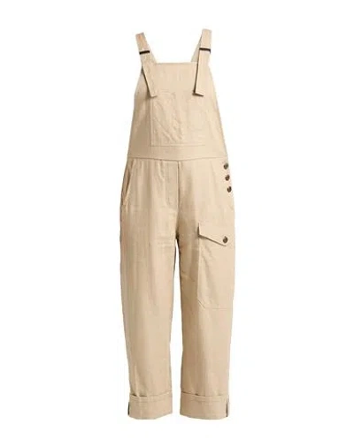 Brunello Cucinelli Woman Overalls Beige Size M Linen, Cotton In Sand