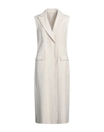 Brunello Cucinelli Woman Overcoat & Trench Coat Ivory Size 6 Cotton, Linen, Elastane, Brass, Ecobras In White
