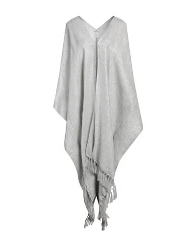 Brunello Cucinelli Woman Cape Silver Size Onesize Linen, Polyester, Metallic Fiber, Polyamide