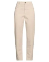 Brunello Cucinelli Woman Pants Beige Size 8 Cotton, Elastane, Leather, Brass
