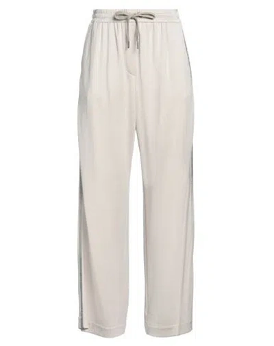 Brunello Cucinelli Woman Pants Beige Size M Cotton, Silk, Polyamide, Ecobrass In Beige