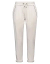 Brunello Cucinelli White Pants With Elastic Drawstring Waist And Monile Detail On The Pockets In Beige