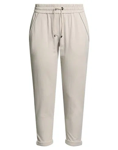 BRUNELLO CUCINELLI BRUNELLO CUCINELLI WOMAN PANTS BEIGE SIZE XL COTTON, ELASTANE, ECOBRASS, ACETATE, SILK
