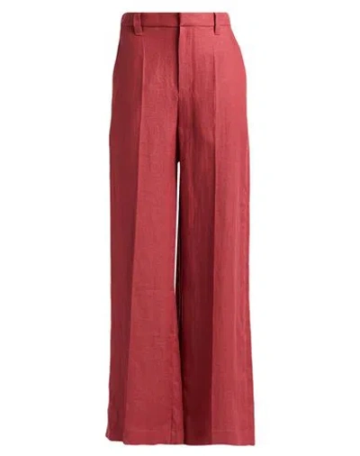 Brunello Cucinelli Woman Pants Brick Size 12 Hemp, Linen In Red