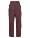 Brunello Cucinelli Woman Pants Burgundy Size 4 Cotton, Brass In Red