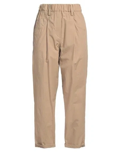 Brunello Cucinelli Woman Pants Camel Size 0 Cotton, Brass In Beige
