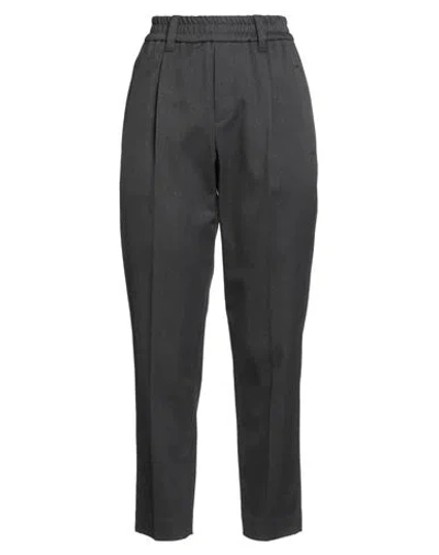 Brunello Cucinelli Woman Pants Charcoal Size 12 Cotton, Elastane, Ecobrass In Black