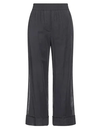 Brunello Cucinelli Woman Pants Charcoal Size 6 Cotton, Brass In Grey