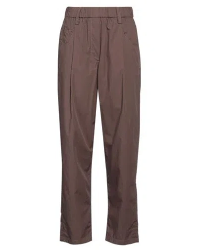 Brunello Cucinelli Woman Pants Chocolate Brown Size 6 Cotton, Brass In Brown