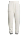 Brunello Cucinelli Ribbed Knit Trousers Stripe Embellishment In White