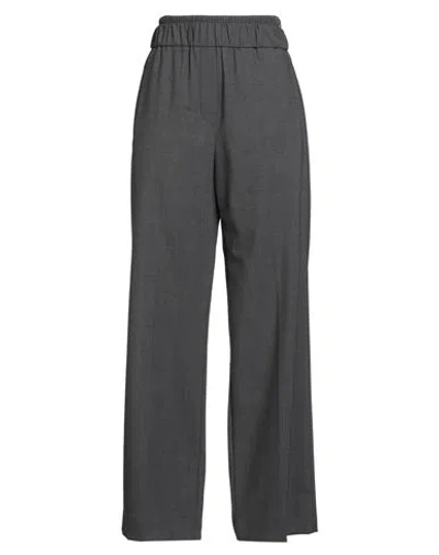 Brunello Cucinelli Woman Pants Grey Size 8 Virgin Wool, Polyamide, Elastane, Ecobrass, Cotton In Gray