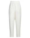 Brunello Cucinelli Woman Pants Ivory Size 14 Viscose, Linen In White