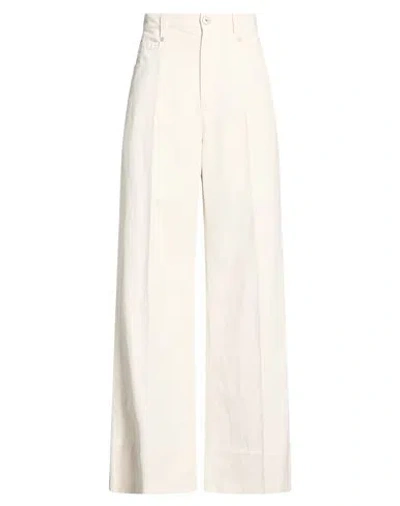 Brunello Cucinelli Woman Pants Ivory Size 8 Cotton, Linen, Brass In Neutral