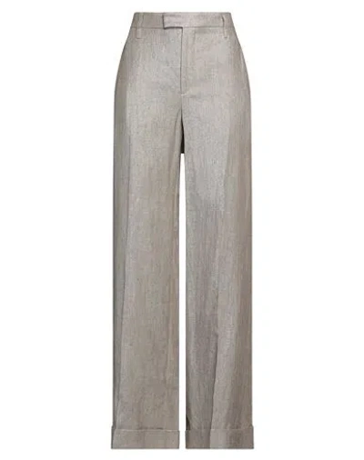 BRUNELLO CUCINELLI BRUNELLO CUCINELLI WOMAN PANTS KHAKI SIZE 2 LINEN, POLYESTER, POLYAMIDE