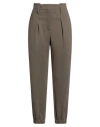 Brunello Cucinelli Woman Pants Khaki Size 8 Cotton, Polyamide, Elastane, Brass, Ecobrass In Gray