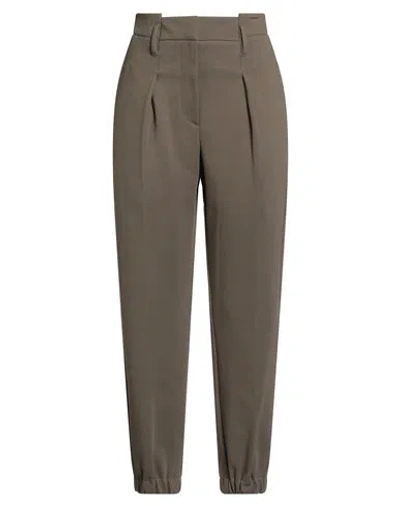 Brunello Cucinelli Woman Pants Khaki Size 8 Cotton, Polyamide, Elastane, Brass, Ecobrass In Gray