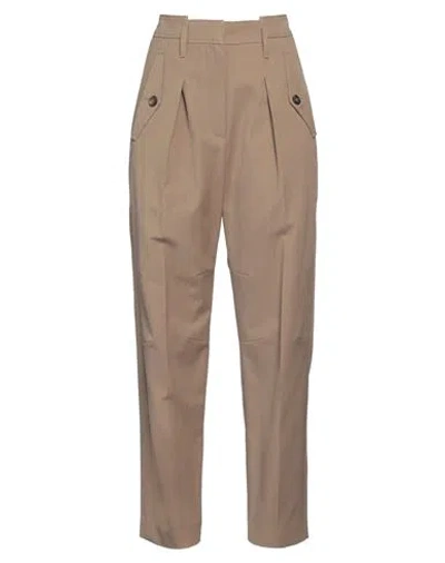 Brunello Cucinelli Woman Pants Khaki Size 8 Virgin Wool, Cotton In Beige