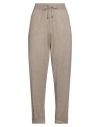 Brunello Cucinelli Woman Pants Khaki Size L Cashmere, Silk, Polyamide, Metallic Polyester In Beige