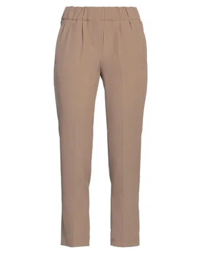 Brunello Cucinelli Woman Pants Light Brown Size 14 Acetate, Silk