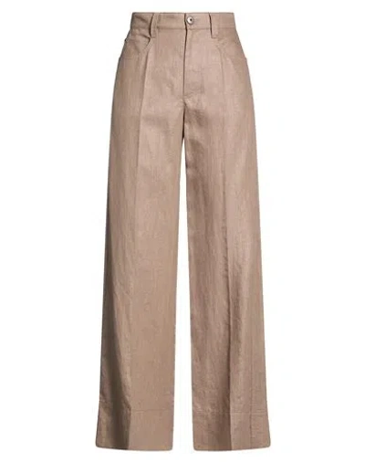Brunello Cucinelli Woman Pants Light Brown Size 4 Linen, Brass