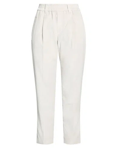 Brunello Cucinelli Woman Pants Light Grey Size 10 Cotton, Brass In Grey