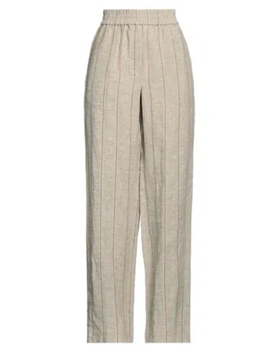 Brunello Cucinelli Woman Pants Light Grey Size 8 Linen