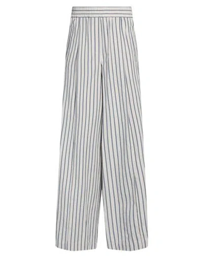 Brunello Cucinelli Woman Pants Light Grey Size 4 Cotton, Linen In Blue