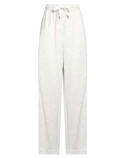 Brunello Cucinelli Woman Pants Light Grey Size L Cotton, Silk, Polyamide, Ecobrass