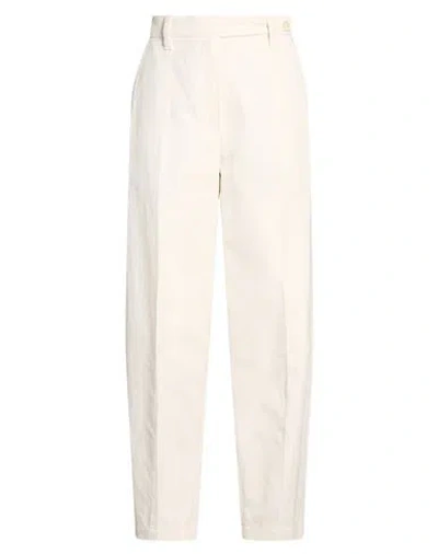 Brunello Cucinelli Woman Pants Off White Size 10 Cotton, Linen In Neutral