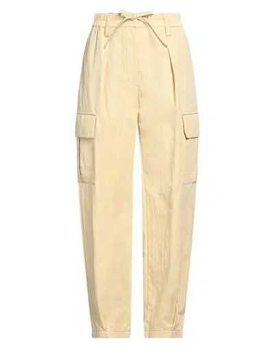 Brunello Cucinelli Woman Pants Pastel Yellow Size 2 Cotton, Polyamide, Brass