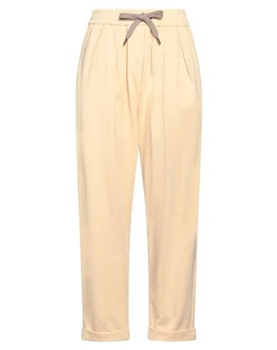 Brunello Cucinelli Woman Pants Pastel Yellow Size L Cotton, Brass