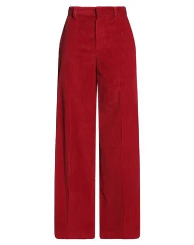 BRUNELLO CUCINELLI BRUNELLO CUCINELLI WOMAN PANTS RED SIZE 8 COTTON, ECOBRASS, LEATHER