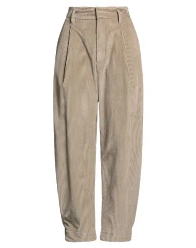 Brunello Cucinelli Woman Pants Sand Size 10 Cotton, Ecobrass, Leather In Animal Print