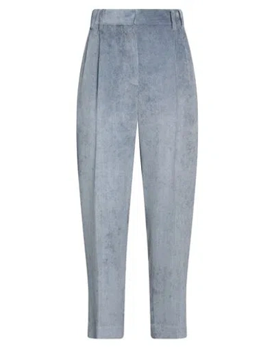 Brunello Cucinelli Woman Pants Slate Blue Size 8 Viscose, Brass