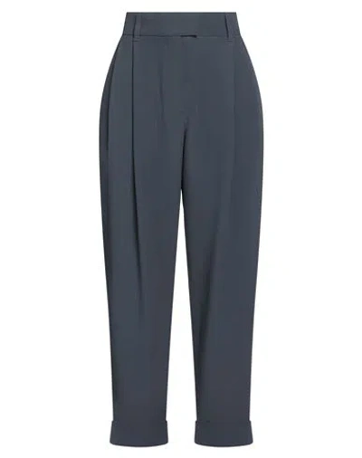 Brunello Cucinelli Woman Pants Slate Blue Size 0 Acetate, Silk In Blue