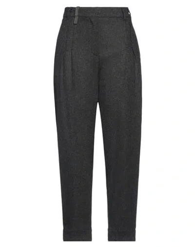 Brunello Cucinelli Woman Pants Steel Grey Size 6 Virgin Wool, Cashmere, Elastane, Brass In Black