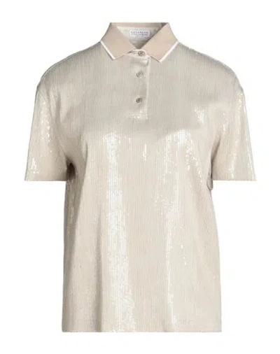 Brunello Cucinelli Woman Polo Shirt Beige Size Xxl Acetate, Silk