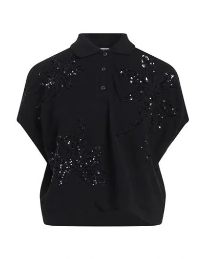Brunello Cucinelli Woman Polo Shirt Black Size M Cotton, Polyester